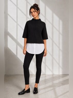 Zara Black Mock-Neck Boxy Tunic
